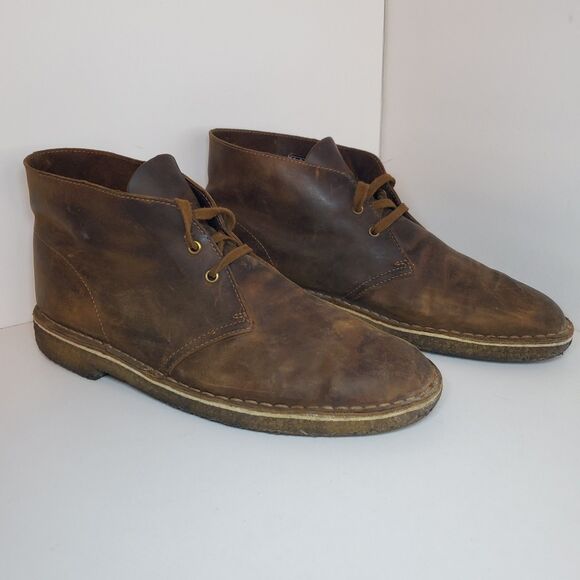 Clarks Men’s Desert Boots Leather Crepe Sole 9.5M Brown Chukka Shoes Classic main image 10